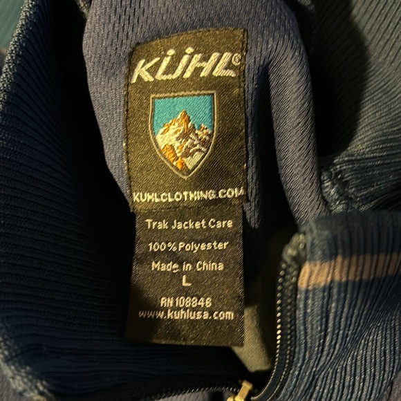 Kuhl Men's Trak Jacket Sz L Mountains Hike Climb Outdoors Arm Stripe Blue Gray - Picture 9 of 12